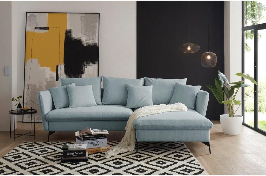 OTTO Hoekbank LIVORNO 258 cm L-model Slaapfunctie en bedlade (139 224 cm) fluweel structuur geweven stof - Foto 4