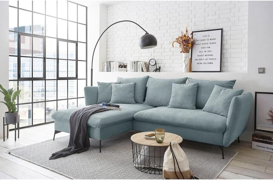 OTTO Hoekbank LIVORNO 258 cm L-model Slaapfunctie en bedlade (139 224 cm) fluweel structuur geweven stof - Foto 2