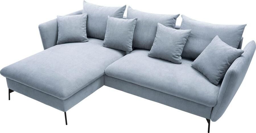 OTTO Hoekbank LIVORNO 258 cm L-model Slaapfunctie en bedlade (139 224 cm) fluweel structuur geweven stof - Foto 6