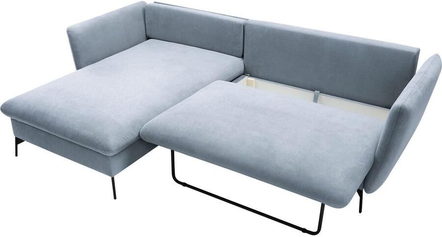 OTTO Hoekbank LIVORNO 258 cm L-model Slaapfunctie en bedlade (139 224 cm) fluweel structuur geweven stof - Foto 4