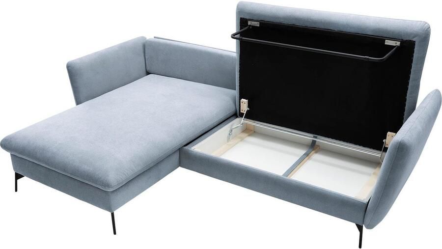 OTTO Hoekbank LIVORNO 258 cm L-model Slaapfunctie en bedlade (139 224 cm) fluweel structuur geweven stof - Foto 3