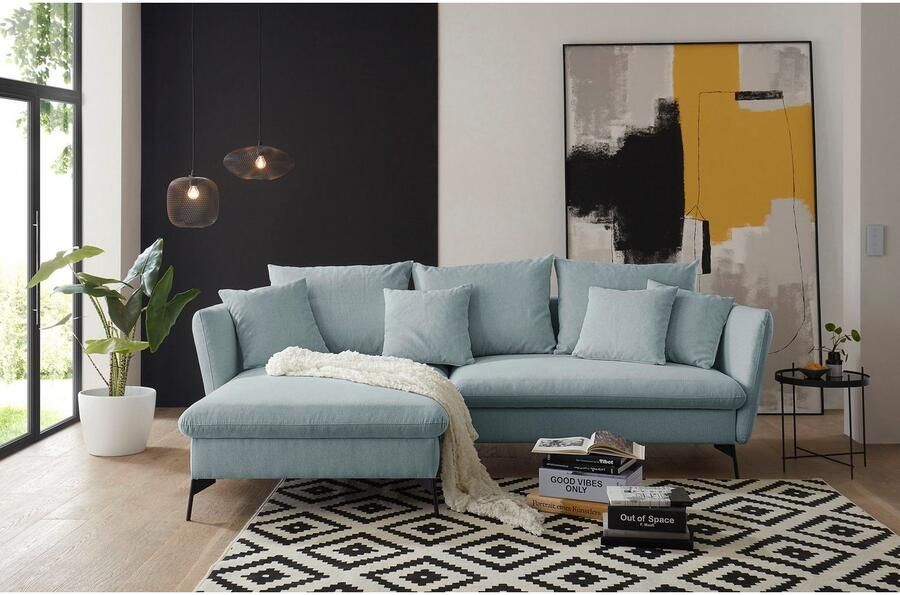 OTTO Hoekbank LIVORNO 258 cm L-model Slaapfunctie en bedlade (139 224 cm) fluweel structuur geweven stof - Foto 2