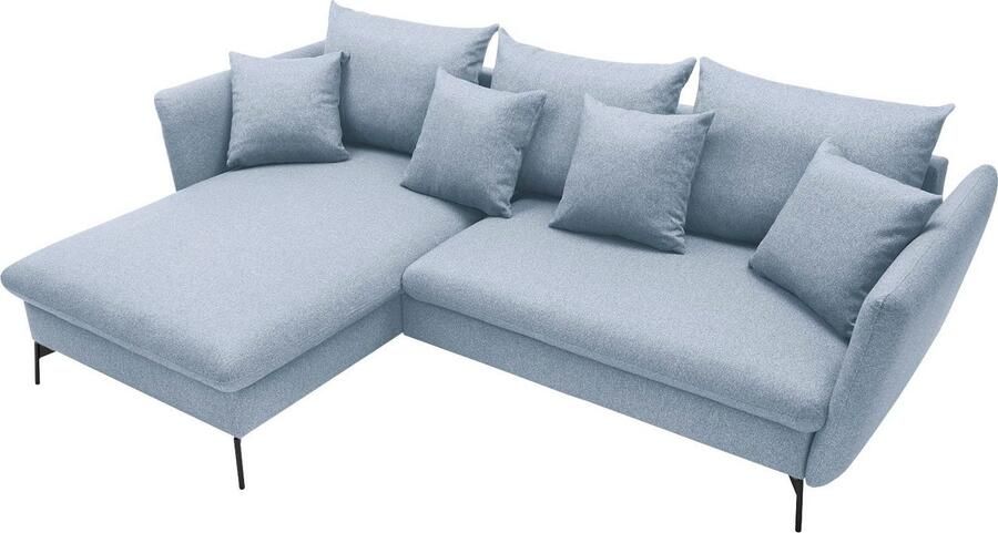 OTTO Hoekbank LIVORNO 258 cm L-model Slaapfunctie en bedlade (139 224 cm) fluweel structuur geweven stof - Foto 5