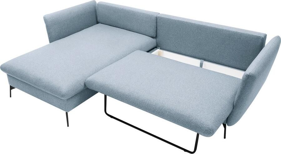 OTTO Hoekbank LIVORNO 258 cm L-model Slaapfunctie en bedlade (139 224 cm) fluweel structuur geweven stof - Foto 3