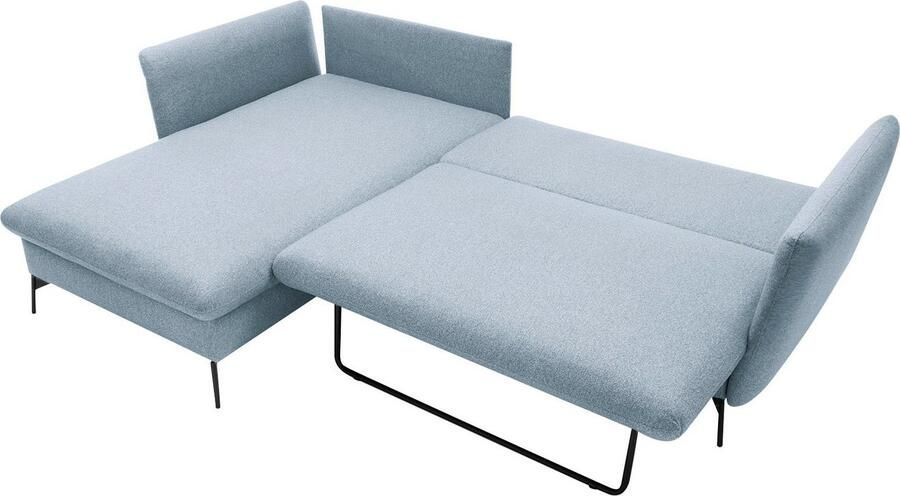 OTTO Hoekbank LIVORNO 258 cm L-model Slaapfunctie en bedlade (139 224 cm) fluweel structuur geweven stof - Foto 4