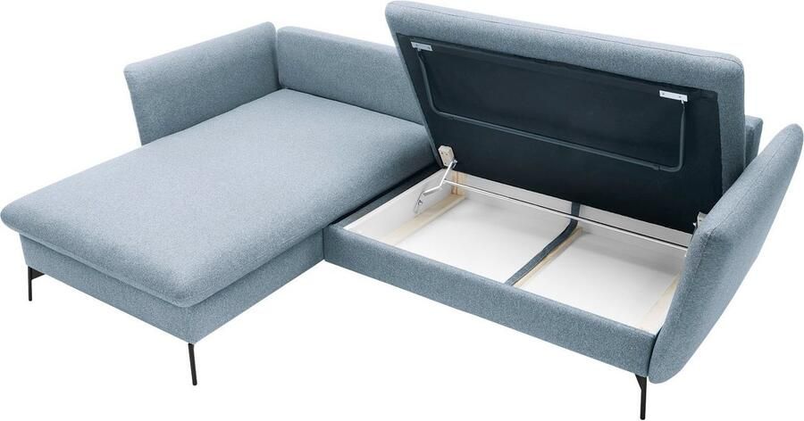 OTTO Hoekbank LIVORNO 258 cm L-model Slaapfunctie en bedlade (139 224 cm) fluweel structuur geweven stof - Foto 6