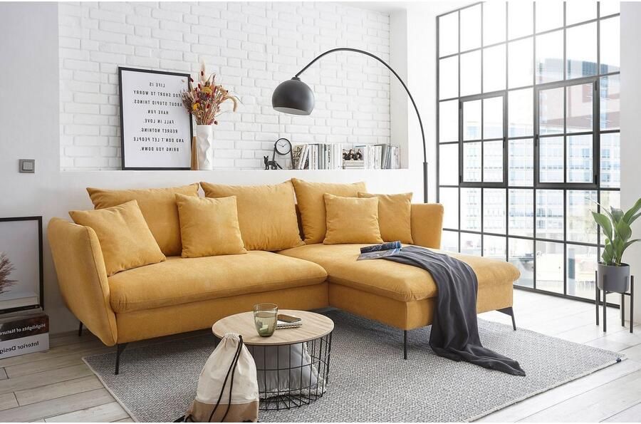 OTTO Hoekbank LIVORNO 258 cm L-model Slaapfunctie en bedlade (139 224 cm) fluweel structuur geweven stof - Foto 3