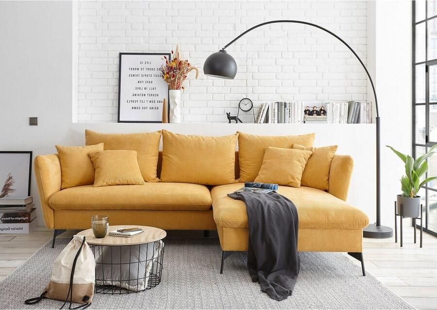 OTTO Hoekbank LIVORNO 258 cm L-model Slaapfunctie en bedlade (139 224 cm) fluweel structuur geweven stof - Foto 2