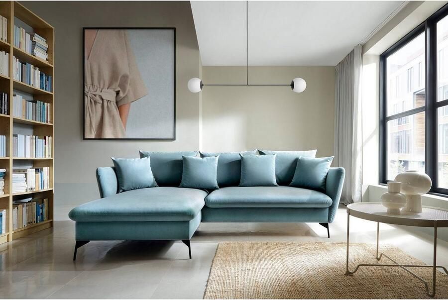 OTTO Hoekbank LIVORNO 258 cm L-model Slaapfunctie en bedlade (139 224 cm) fluweel structuur geweven stof - Foto 2
