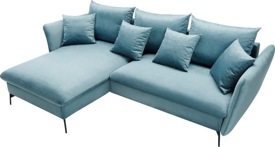 OTTO Hoekbank LIVORNO 258 cm L-model Slaapfunctie en bedlade (139 224 cm) fluweel structuur geweven stof - Foto 5
