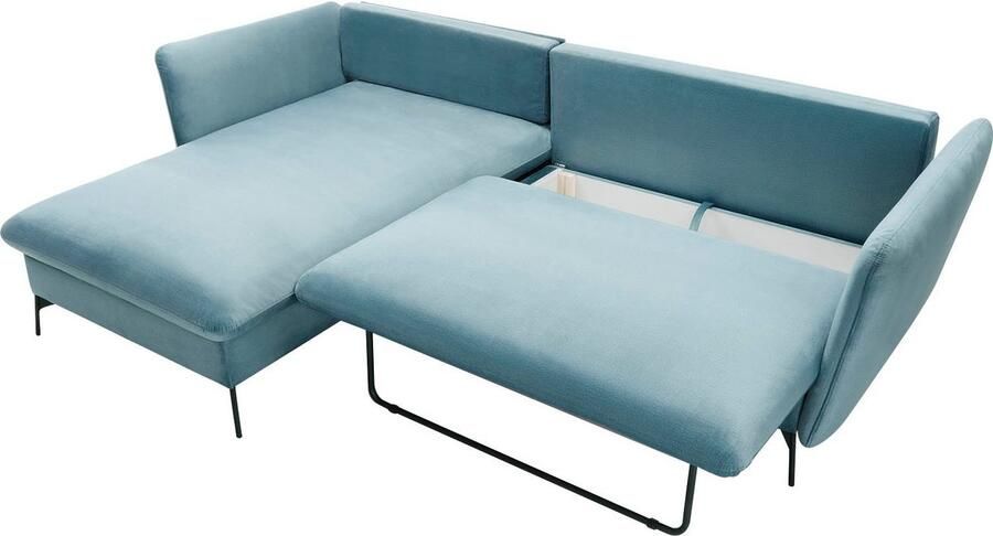 OTTO Hoekbank LIVORNO 258 cm L-model Slaapfunctie en bedlade (139 224 cm) fluweel structuur geweven stof - Foto 4
