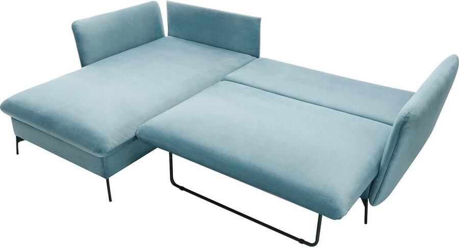 OTTO Hoekbank LIVORNO 258 cm L-model Slaapfunctie en bedlade (139 224 cm) fluweel structuur geweven stof - Foto 3