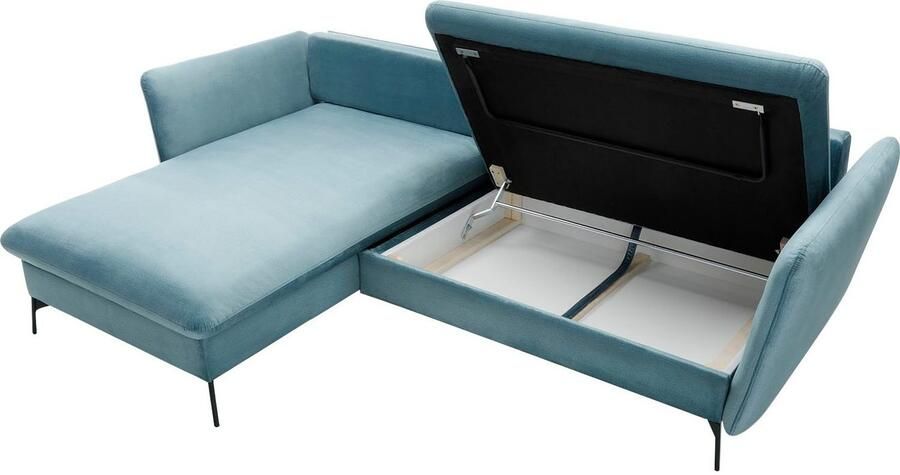 OTTO Hoekbank LIVORNO 258 cm L-model Slaapfunctie en bedlade (139 224 cm) fluweel structuur geweven stof - Foto 6