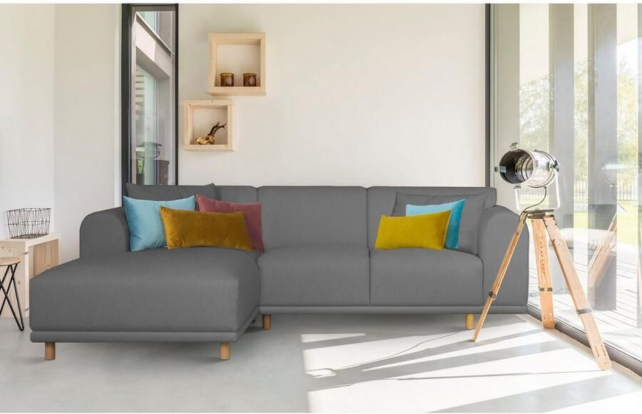 OTTO Hoekbank Maroon L-vorm in een scandinavisch design met losse kussens - Foto 3