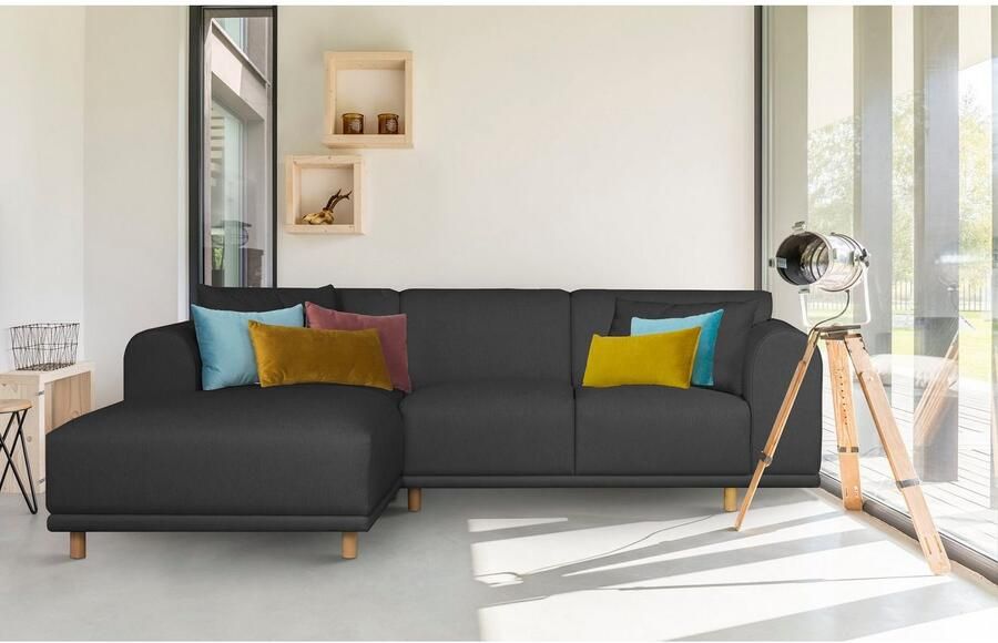 OTTO Hoekbank Maroon L-vorm in een scandinavisch design met losse kussens - Foto 3