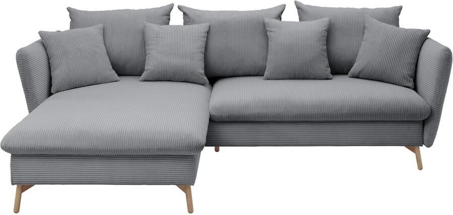 Andas Hoekbank MERLE 258 cm L-vorm prachtige corduroy met slaapfunctie en bedlade ligoppervlak 224 x 139 - Foto 9