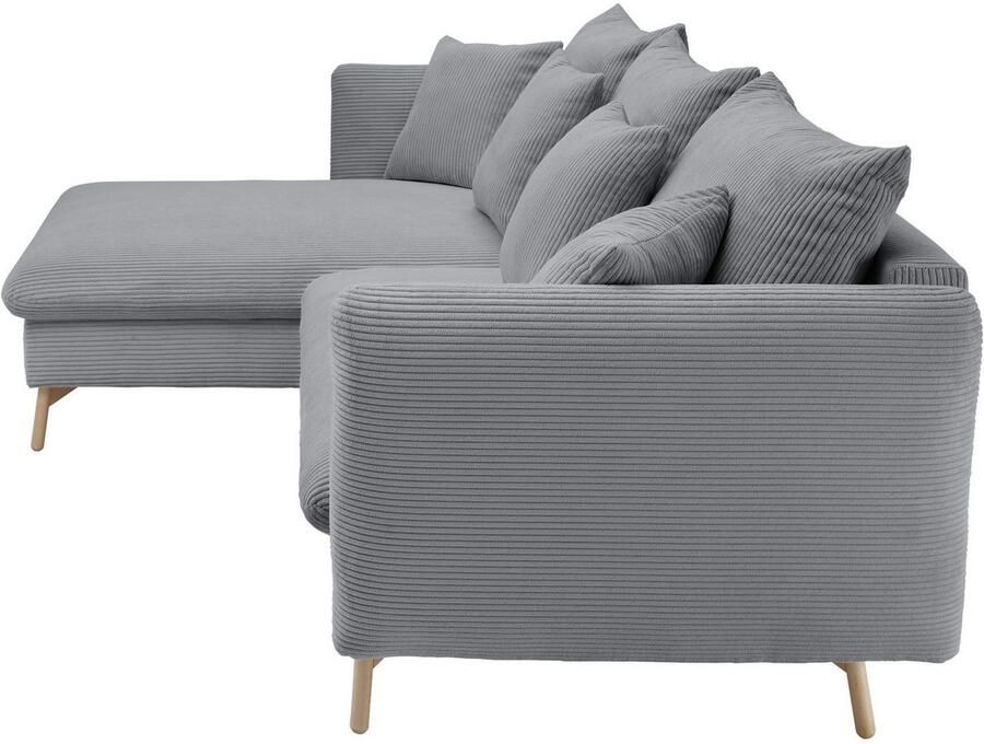 Andas Hoekbank MERLE 258 cm L-vorm prachtige corduroy met slaapfunctie en bedlade ligoppervlak 224 x 139 - Foto 2