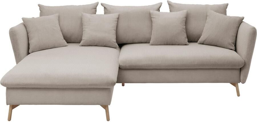 Andas Hoekbank MERLE 258 cm L-vorm prachtige corduroy met slaapfunctie en bedlade ligoppervlak 224 x 139 - Foto 9