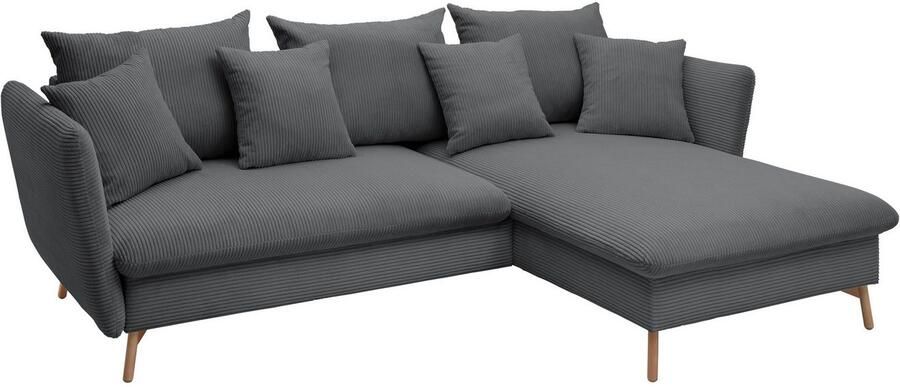 Andas Hoekbank MERLE 258 cm L-vorm prachtige corduroy met slaapfunctie en bedlade ligoppervlak 224 x 139 - Foto 12