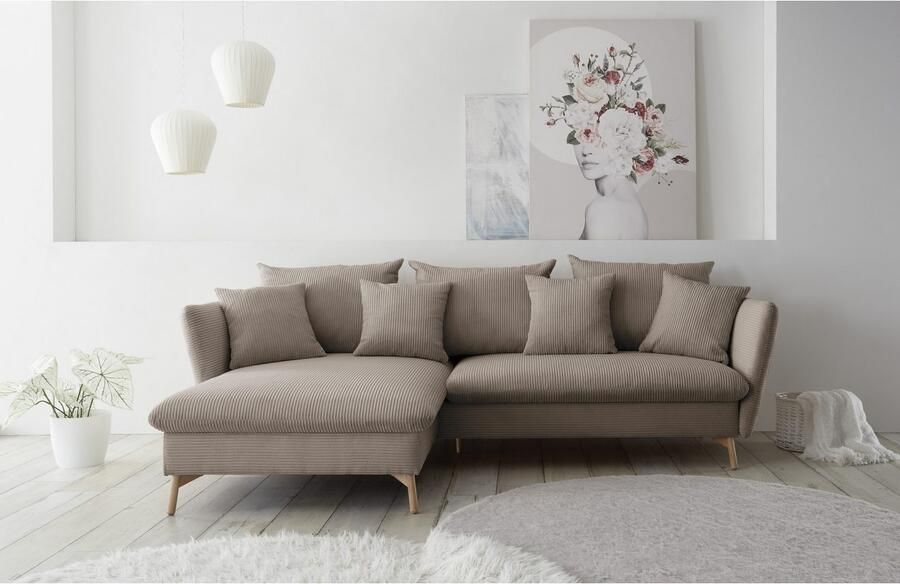 Andas Hoekbank MERLE 258 cm L-vorm prachtige corduroy met slaapfunctie en bedlade ligoppervlak 224 x 139 - Foto 6