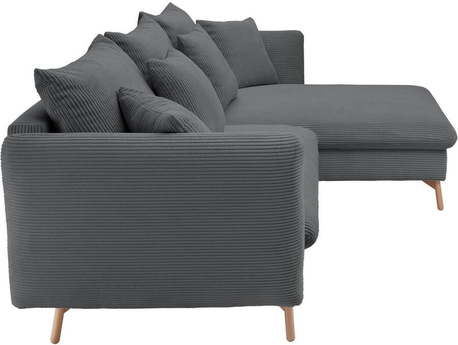 Andas Hoekbank MERLE 258 cm L-vorm prachtige corduroy met slaapfunctie en bedlade ligoppervlak 224 x 139 - Foto 2