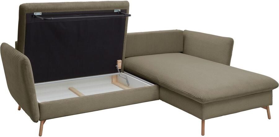 Andas Hoekbank MERLE 258 cm L-vorm prachtige corduroy met slaapfunctie en bedlade ligoppervlak 224 x 139 - Foto 8