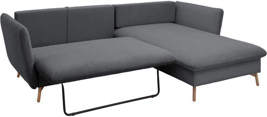 Andas Hoekbank MERLE 258 cm L-vorm prachtige corduroy met slaapfunctie en bedlade ligoppervlak 224 x 139 - Foto 10