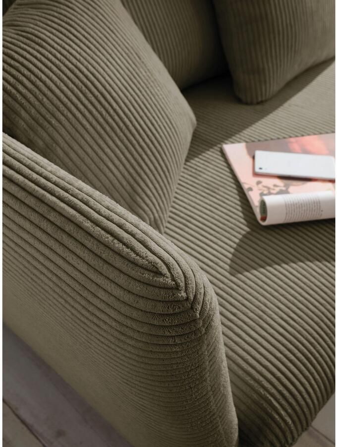 Andas Hoekbank MERLE 258 cm L-vorm prachtige corduroy met slaapfunctie en bedlade ligoppervlak 224 x 139