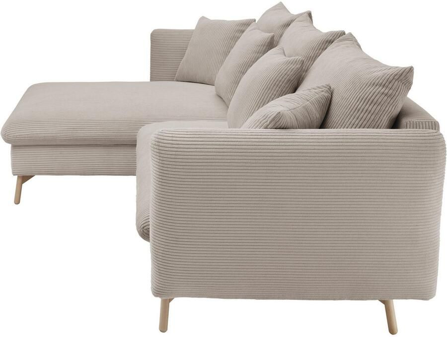 Andas Hoekbank MERLE 258 cm L-vorm prachtige corduroy met slaapfunctie en bedlade ligoppervlak 224 x 139 - Foto 2