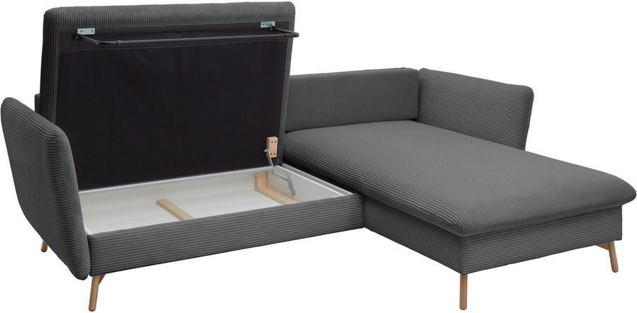 Andas Hoekbank MERLE 258 cm L-vorm prachtige corduroy met slaapfunctie en bedlade ligoppervlak 224 x 139 - Foto 8