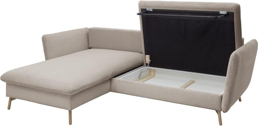 Andas Hoekbank MERLE 258 cm L-vorm prachtige corduroy met slaapfunctie en bedlade ligoppervlak 224 x 139 - Foto 8