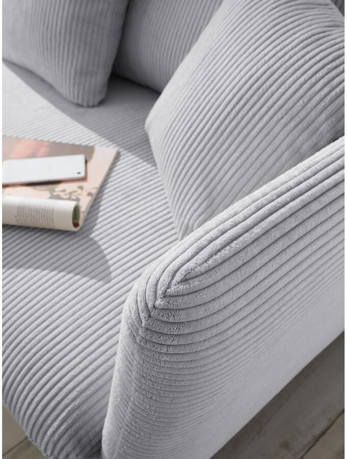 Andas Hoekbank MERLE 258 cm L-vorm prachtige corduroy met slaapfunctie en bedlade ligoppervlak 224 x 139