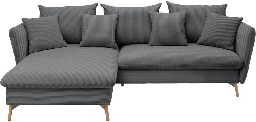 Andas Hoekbank MERLE 258 cm L-vorm prachtige corduroy met slaapfunctie en bedlade ligoppervlak 224 x 139 - Foto 9