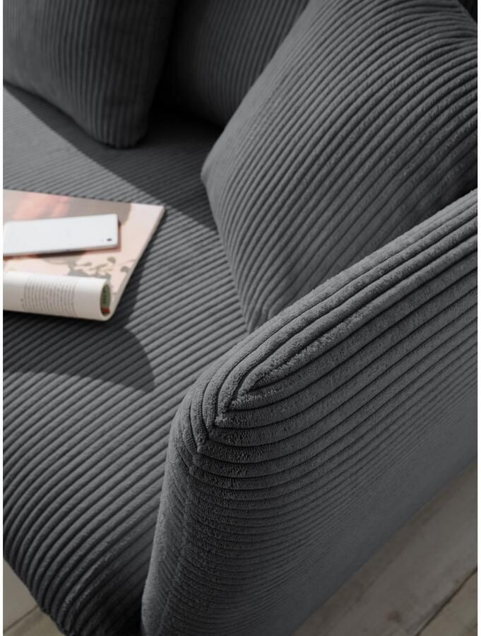 Andas Hoekbank MERLE 258 cm L-vorm prachtige corduroy met slaapfunctie en bedlade ligoppervlak 224 x 139 - Foto 2