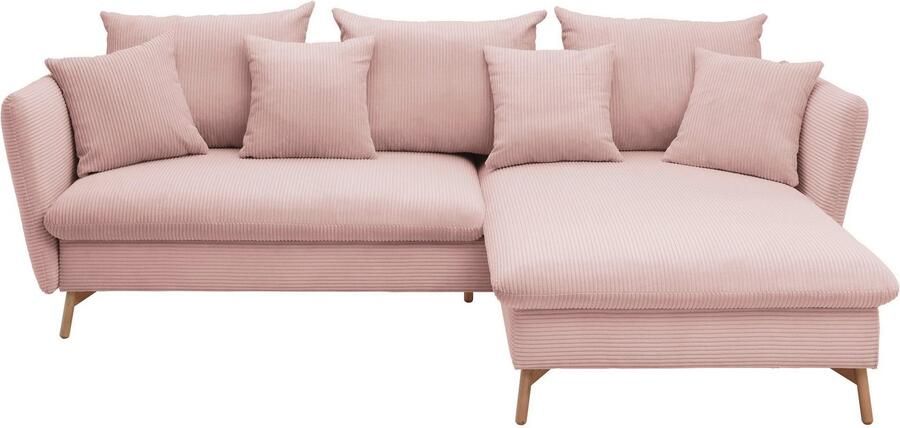 Andas Hoekbank MERLE 258 cm L-vorm prachtige corduroy met slaapfunctie en bedlade ligoppervlak 224 x 139 - Foto 8