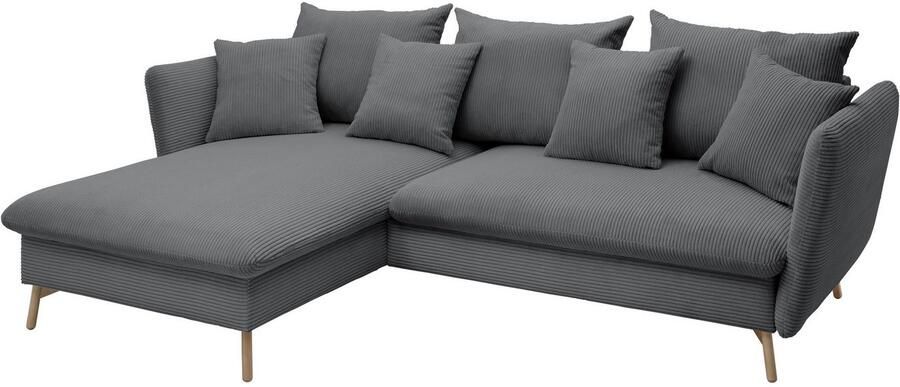 Andas Hoekbank MERLE 258 cm L-vorm prachtige corduroy met slaapfunctie en bedlade ligoppervlak 224 x 139 - Foto 12