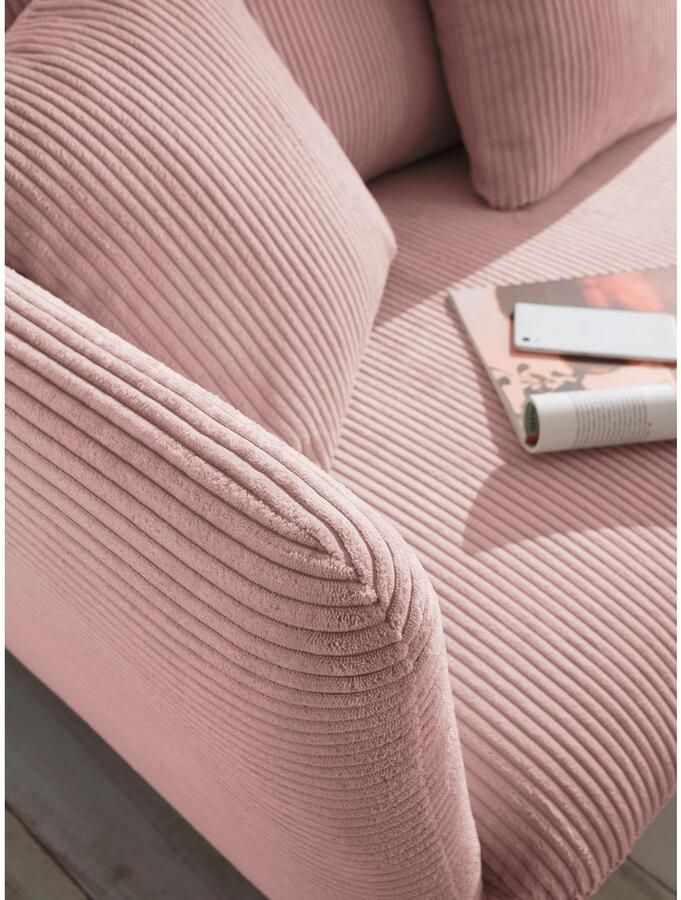 Andas Hoekbank MERLE 258 cm L-vorm prachtige corduroy met slaapfunctie en bedlade ligoppervlak 224 x 139