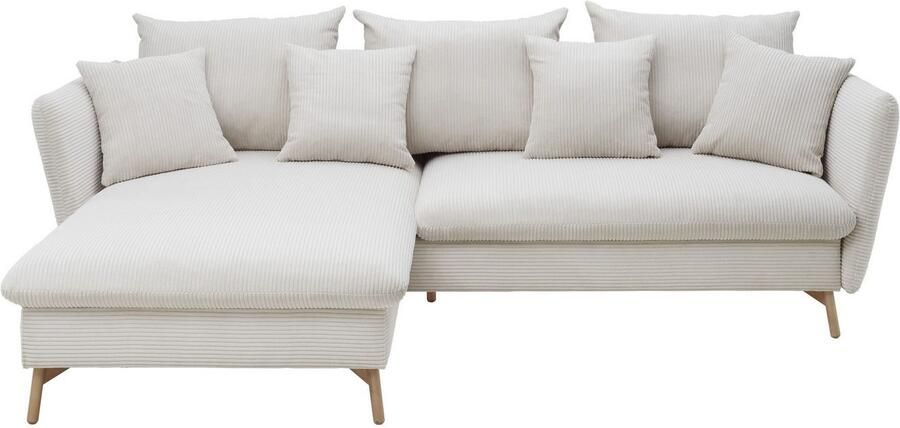 Andas Hoekbank MERLE 258 cm L-vorm prachtige corduroy met slaapfunctie en bedlade ligoppervlak 224 x 139 - Foto 9