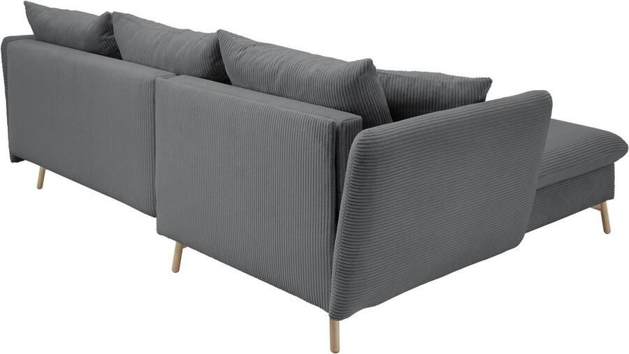 Andas Hoekbank MERLE 258 cm L-vorm prachtige corduroy met slaapfunctie en bedlade ligoppervlak 224 x 139 - Foto 7