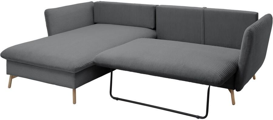 Andas Hoekbank MERLE 258 cm L-vorm prachtige corduroy met slaapfunctie en bedlade ligoppervlak 224 x 139 - Foto 10