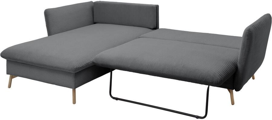 Andas Hoekbank MERLE 258 cm L-vorm prachtige corduroy met slaapfunctie en bedlade ligoppervlak 224 x 139 - Foto 11