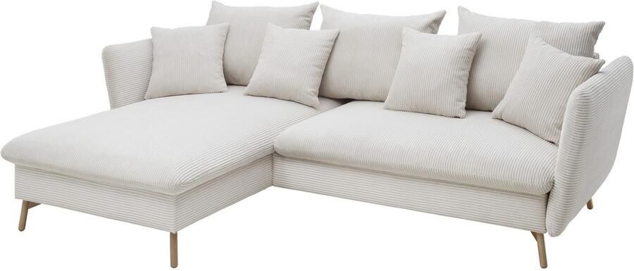 Andas Hoekbank MERLE 258 cm L-vorm prachtige corduroy met slaapfunctie en bedlade ligoppervlak 224 x 139 - Foto 11