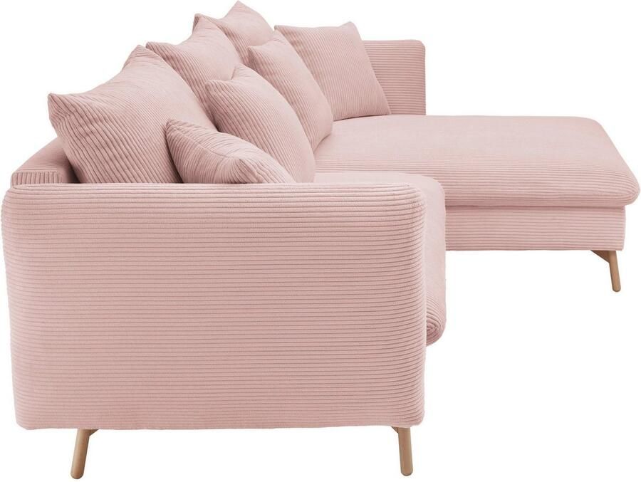 Andas Hoekbank MERLE 258 cm L-vorm prachtige corduroy met slaapfunctie en bedlade ligoppervlak 224 x 139 - Foto 2