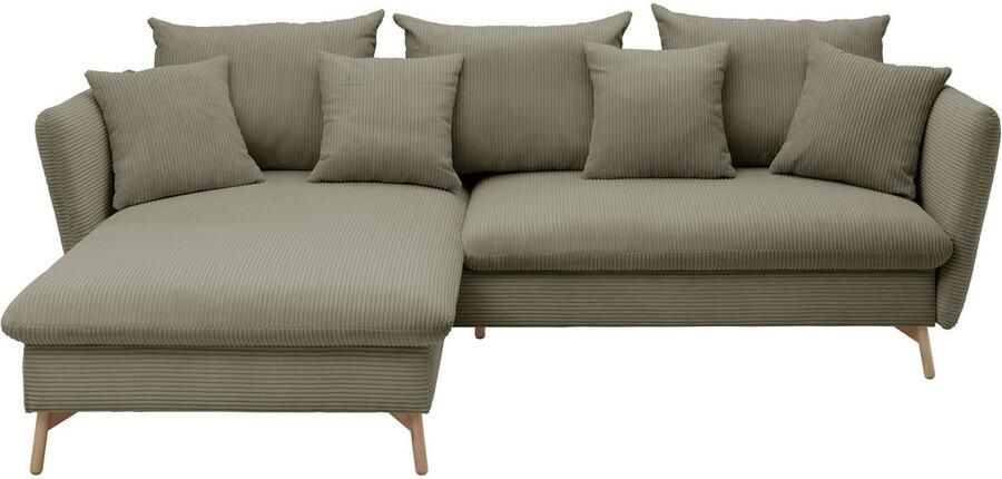 Andas Hoekbank MERLE 258 cm L-vorm prachtige corduroy met slaapfunctie en bedlade ligoppervlak 224 x 139 - Foto 9