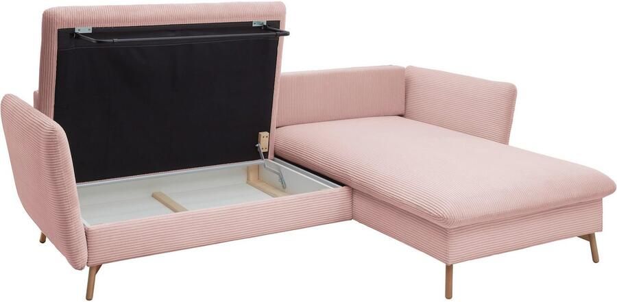 Andas Hoekbank MERLE 258 cm L-vorm prachtige corduroy met slaapfunctie en bedlade ligoppervlak 224 x 139 - Foto 7