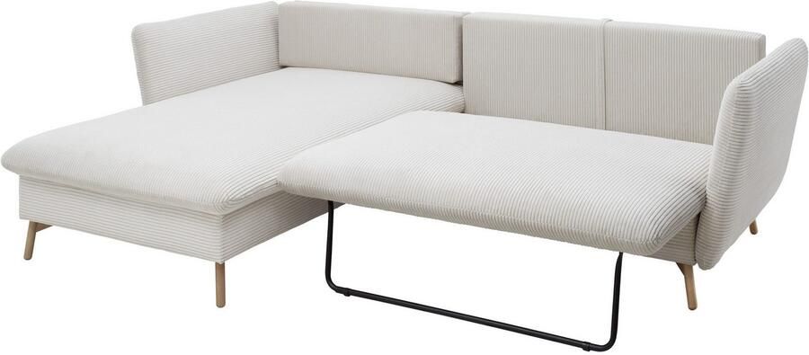 Andas Hoekbank MERLE 258 cm L-vorm prachtige corduroy met slaapfunctie en bedlade ligoppervlak 224 x 139 - Foto 10