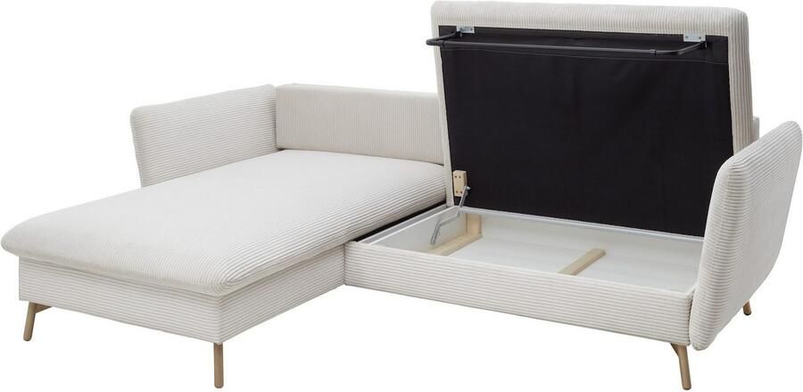 Andas Hoekbank MERLE 258 cm L-vorm prachtige corduroy met slaapfunctie en bedlade ligoppervlak 224 x 139 - Foto 8