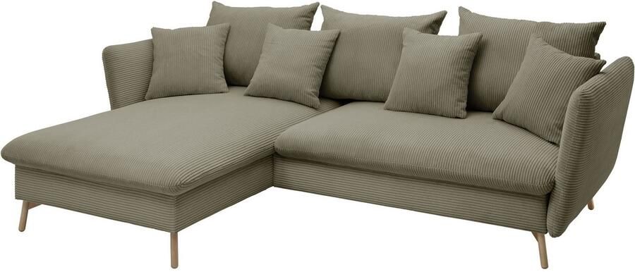 Andas Hoekbank MERLE 258 cm L-vorm prachtige corduroy met slaapfunctie en bedlade ligoppervlak 224 x 139 - Foto 11