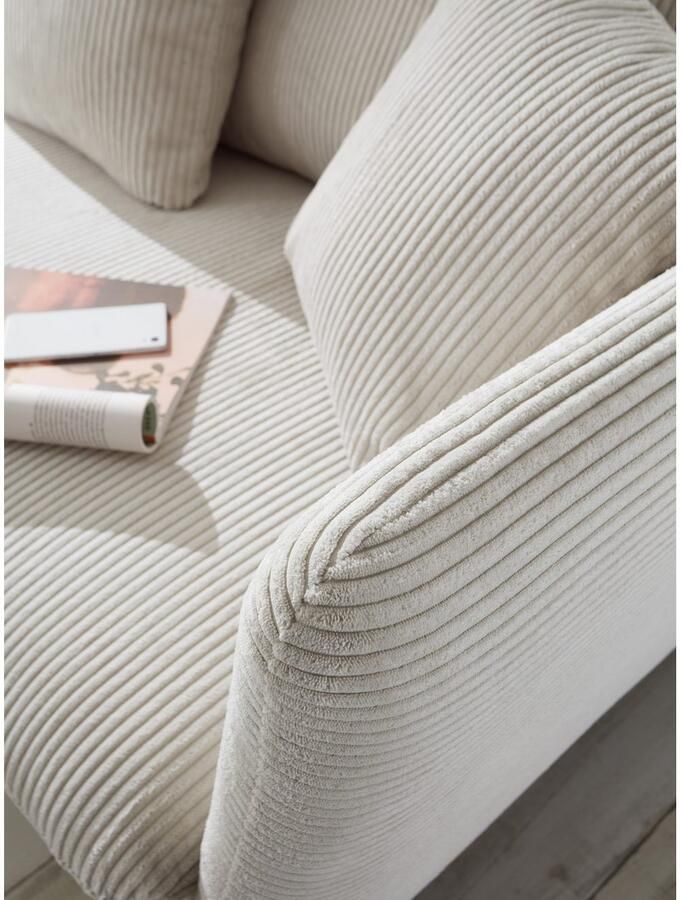 Andas Hoekbank MERLE 258 cm L-vorm prachtige corduroy met slaapfunctie en bedlade ligoppervlak 224 x 139