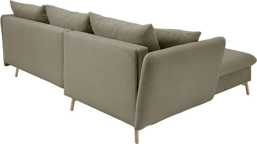 Andas Hoekbank MERLE 258 cm L-vorm prachtige corduroy met slaapfunctie en bedlade ligoppervlak 224 x 139 - Foto 7